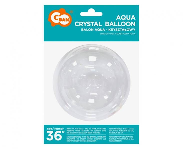 Balon BoBo kula kryształowy Clear Aqua 36" Godan
