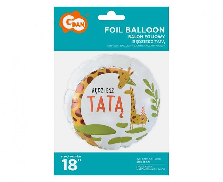 Balon foliowy okrągły Będziesz Tatą 18" 46cm Godan