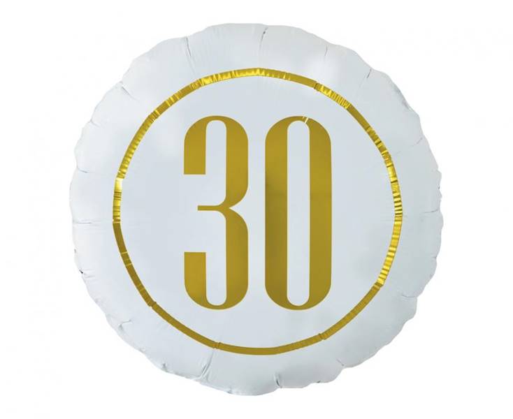Balon foliowy okrągły biały 30 złota 36cm Godan