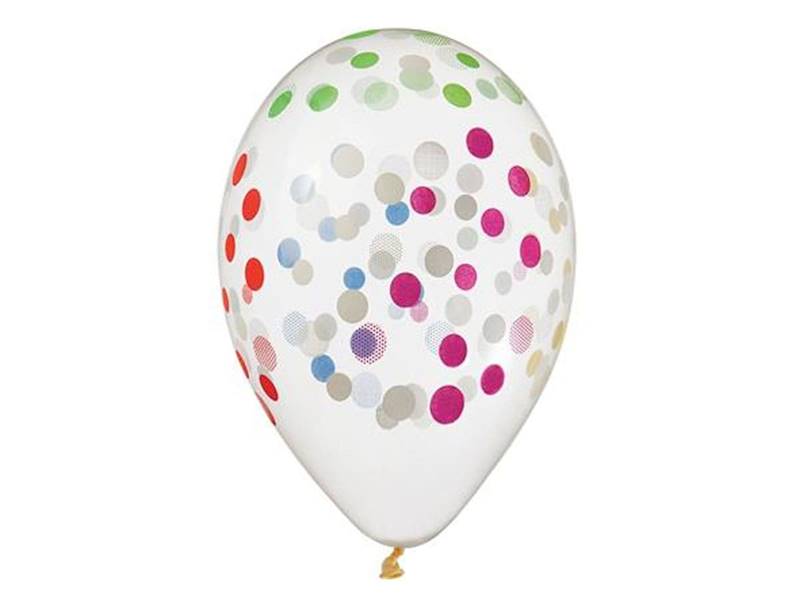 Balony lateksowe konfetti nadrukowane kolorowe kropki, groszki 30cm 5szt Gemar