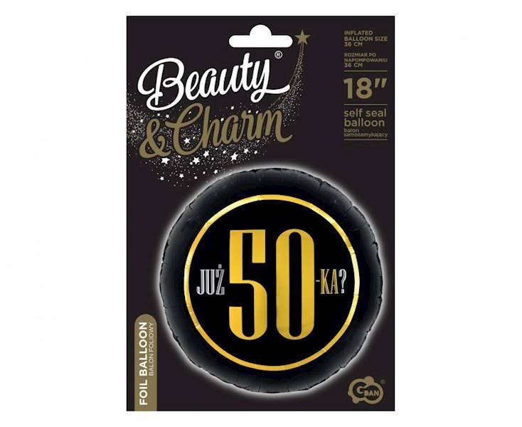 Balon foliowy okrągły Już 50-ka? czarny 18" 46cm 