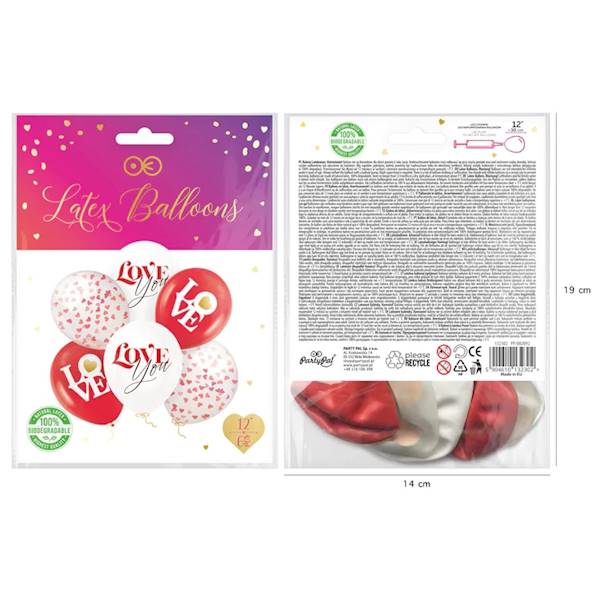 Balony lateksowe Love Walentynki 6szt 132302