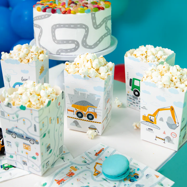 Pudełka na popcorn Pojazdy 6szt 8,5x12,5cm 131435