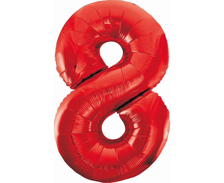 BALON FOLIOWY CYFRA 8 CZERWONA 85CM GODAN 