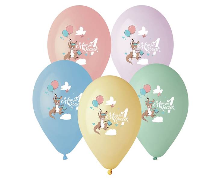 BALON Z NADRUKIEM MAM 1 JUŻ ROCZEK KANGUREK KOL 5SZT GS120/1RKG GODAN 