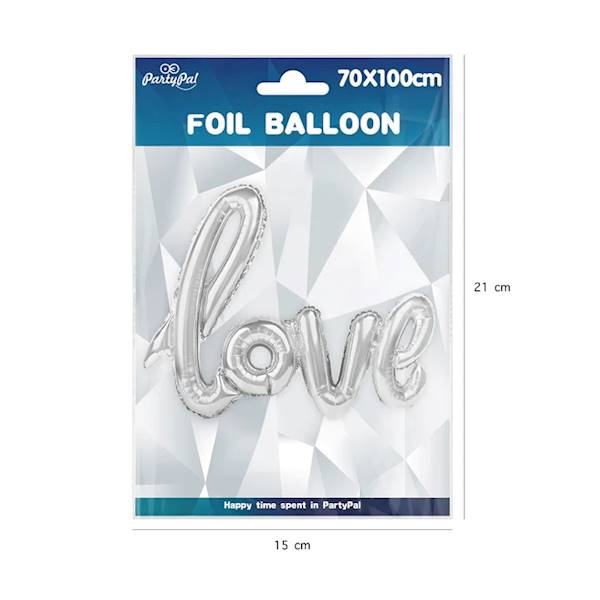 Balon foliowy napis Love srebrny 70x100cm 460032