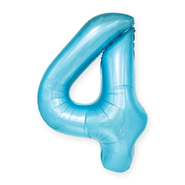 Balon foliowy cyfra 4 jasno niebieska 100cm 450046