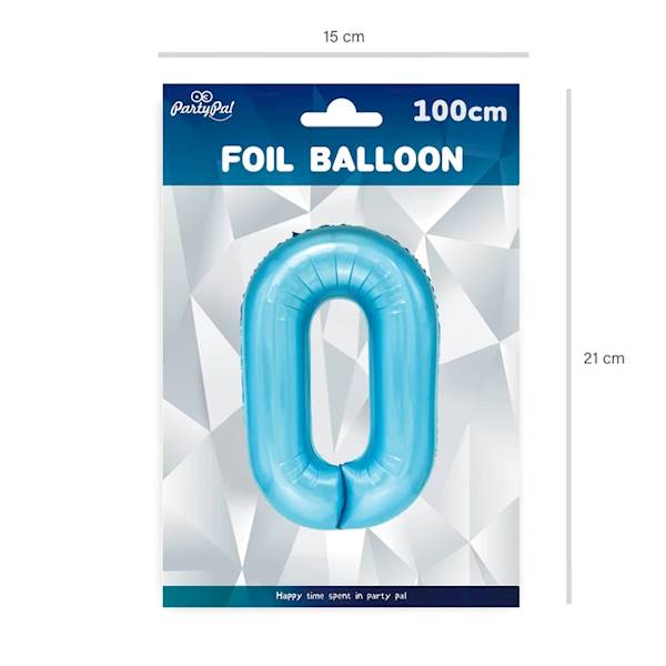 Balon foliowy cyfra 0 jasno niebieska 100cm 450042