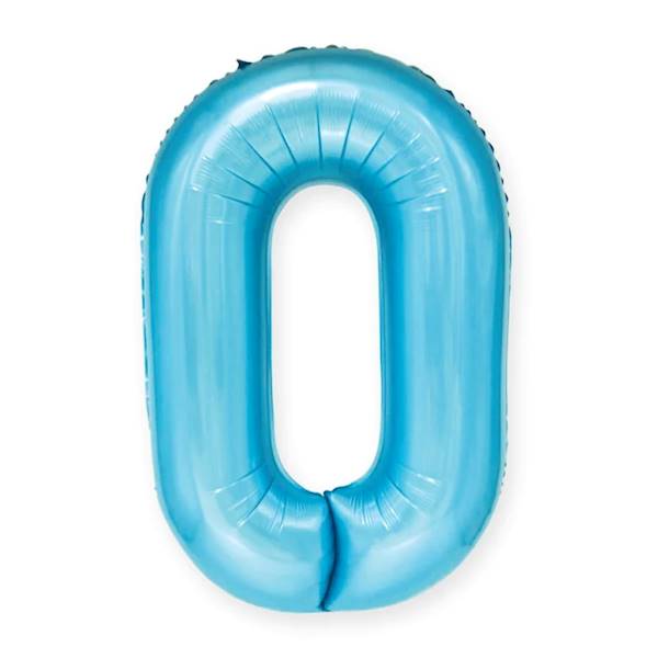 Balon foliowy cyfra 0 jasno niebieska 100cm 450042