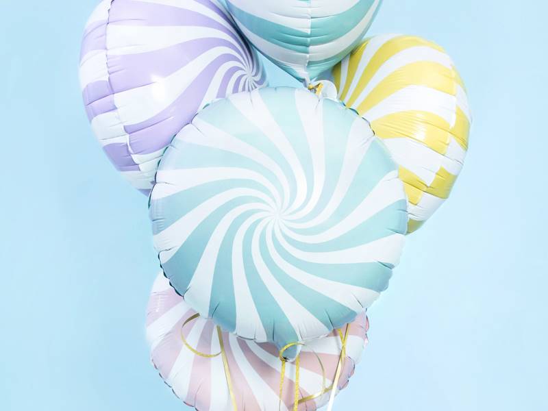 Balon foliowy okrągły cukierek niebieski 35 cm FB20P-001J