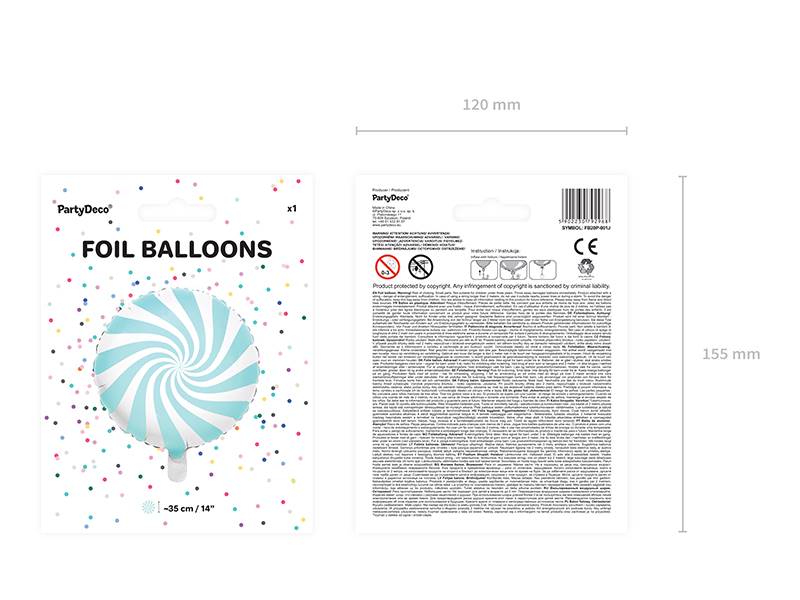 Balon foliowy okrągły cukierek niebieski 35 cm FB20P-001J