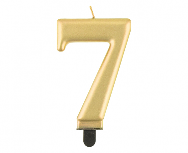Świeczka cyfra 7 złota metalik 8cm 