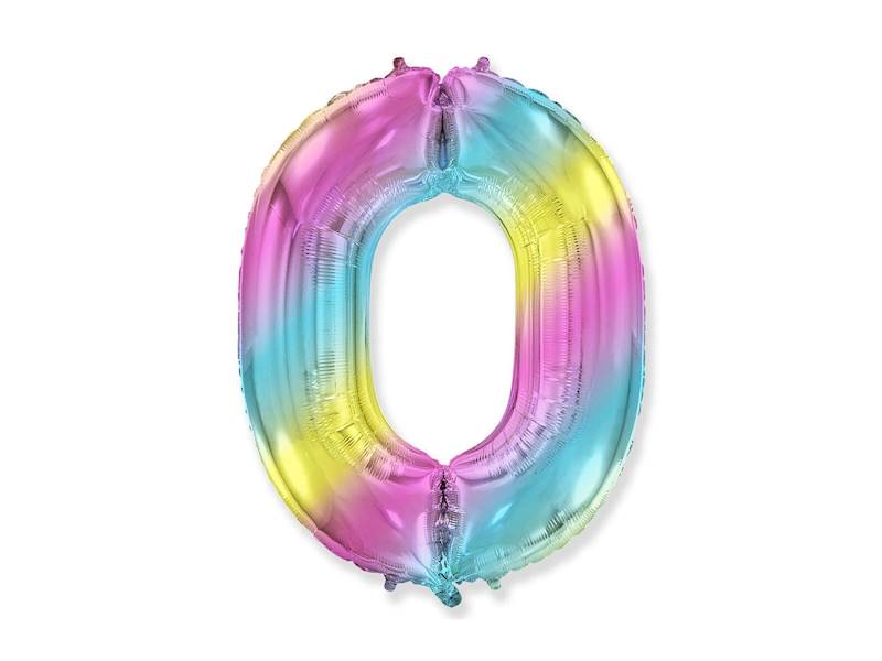 BALON FOLIOWY CYFRA 0 PASTELOWE OMBRE 85CM 901760G 