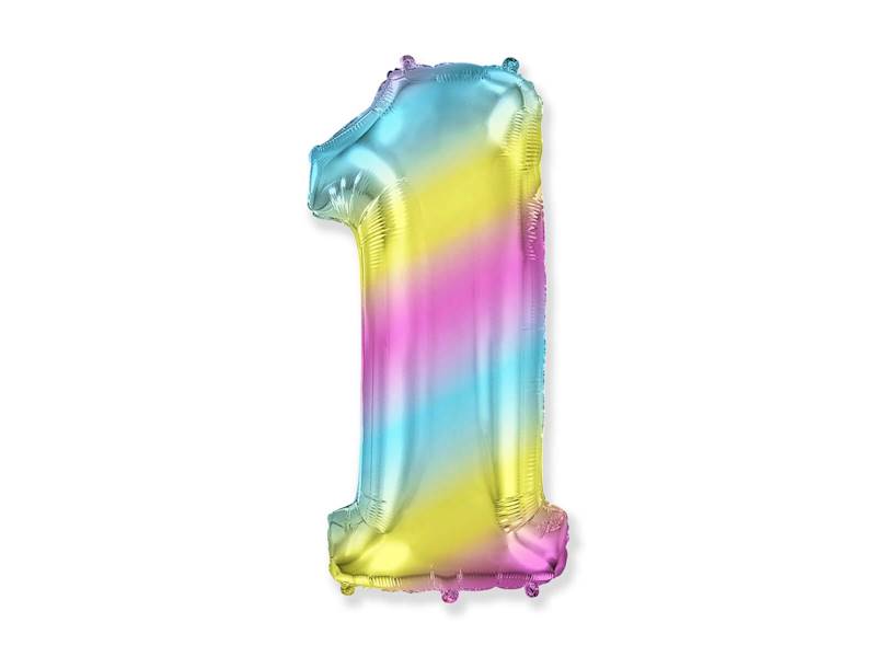 BALON FOLIOWY CYFRA 1 PASTELOWE OMBRE 85CM 901761G