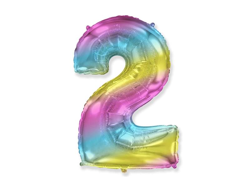 BALON FOLIOWY CYFRA 2 PASTELOWE OMBRE 901762G