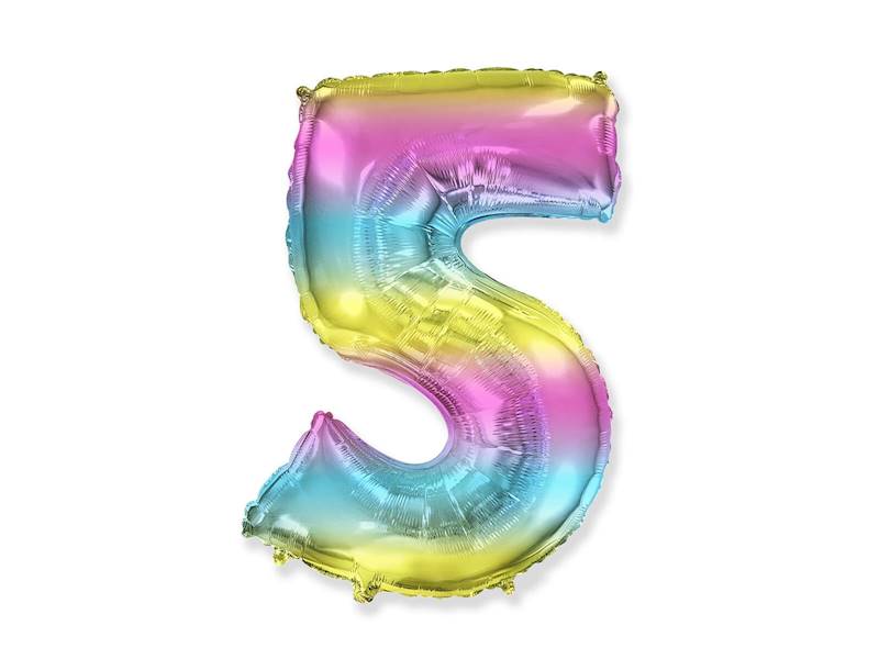 BALON FOLIOWY CYFRA 5 PASTELOWE OMBRE 85CM 901765G