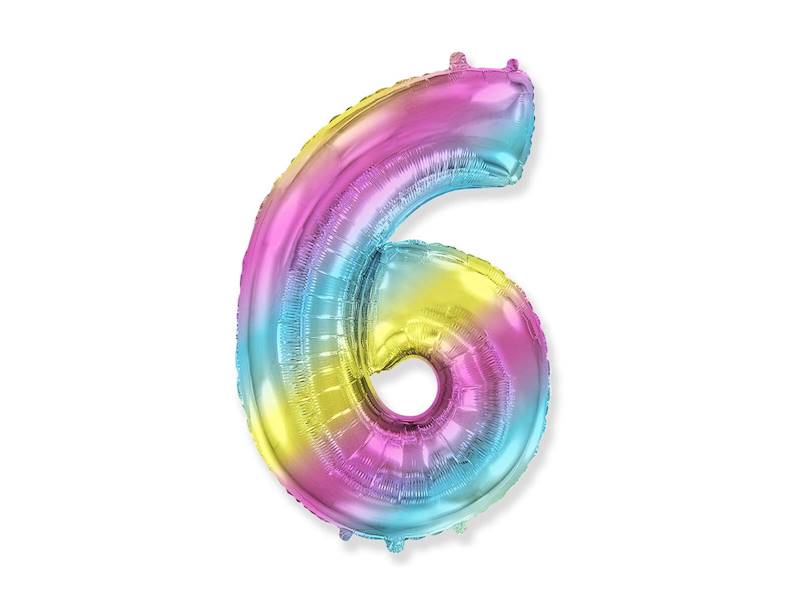 BALON FOLIOWY CYFRA 6 PASTELOWE OMBRE 85CM 901766G