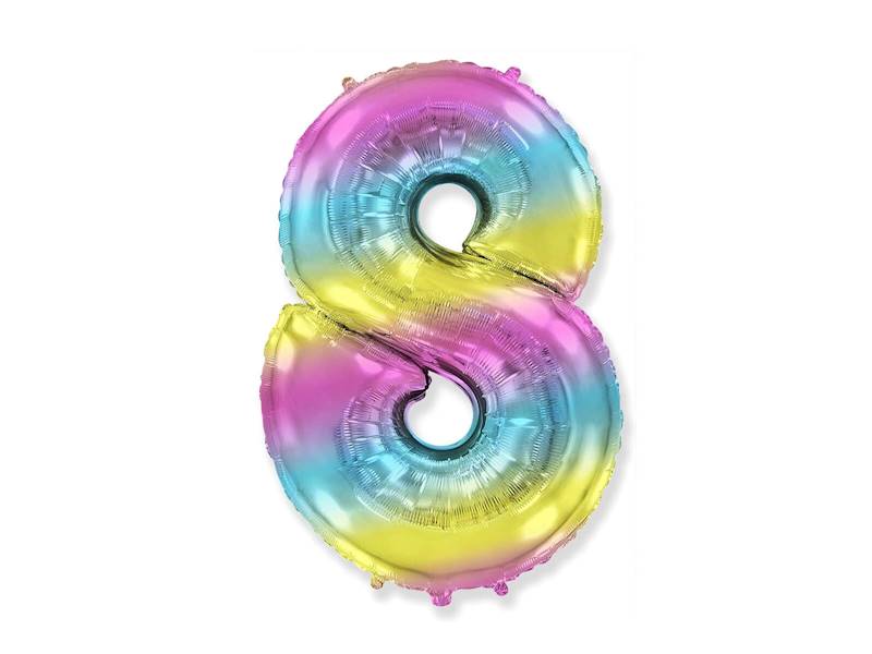BALON FOLIOWY CYFRA 8 PASTELOWE OMBRE 85CM 901768G 