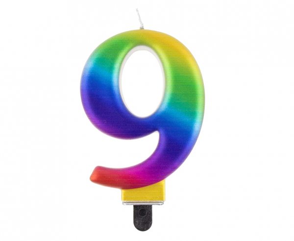 Świeczka cyfra 9 Galaxy tęczowa 8cm 