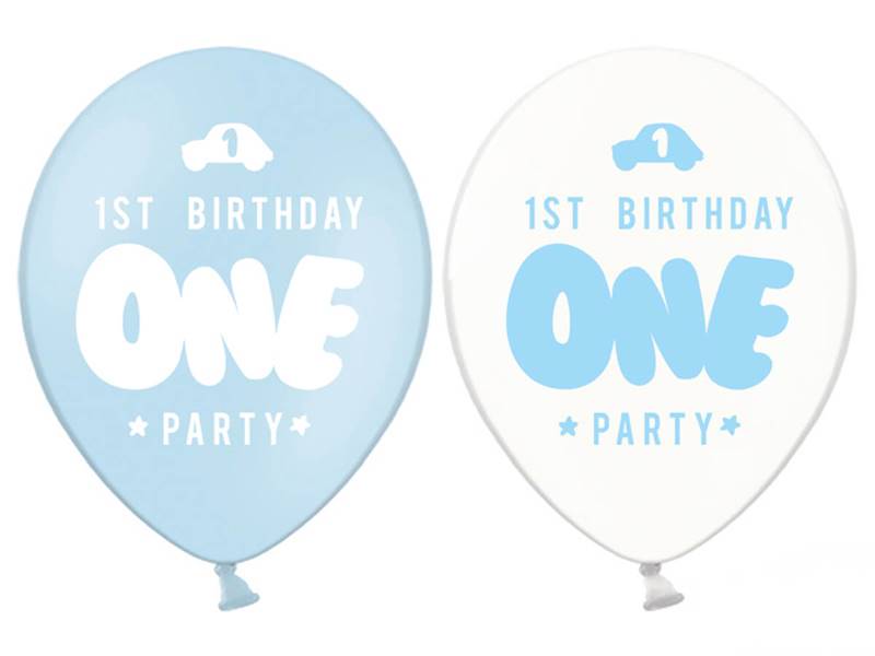Balony z nadrukiem 1st Birthday One Party dla chłopca 6 szt. sb14pc-002-011-6 Party Deco