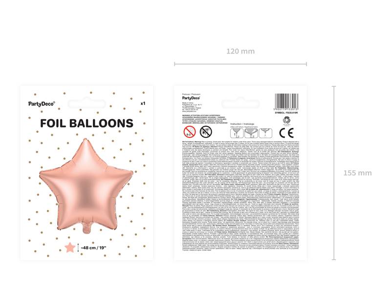Balon foliowy gwiazdka satynowy złoty róż FB3S-019R 