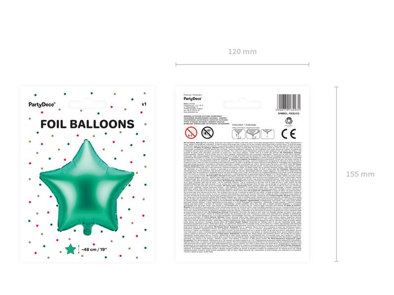 Balon foliowy gwiazdka zielona satynowa FB3S-012 