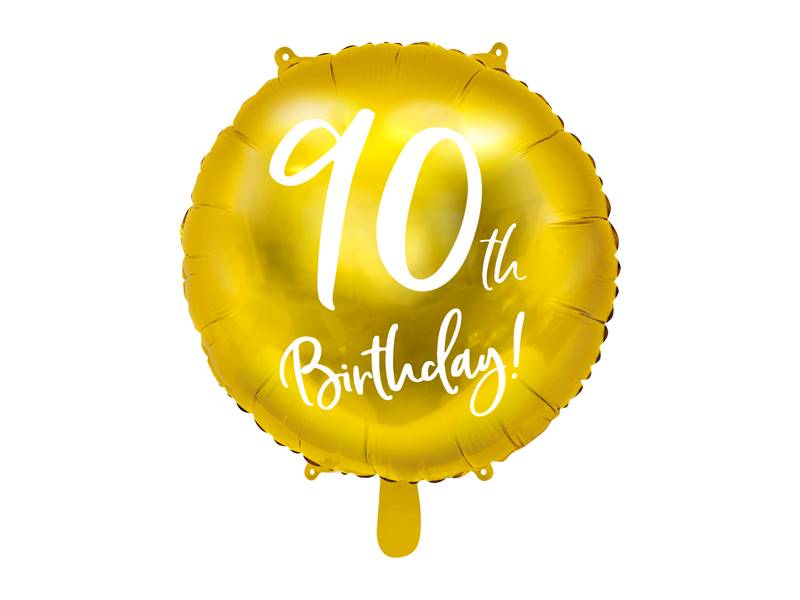 BALON FOLIOWY OKRĄGŁY 90 BIRTHDAY ZŁOTY 45CM FB24M-90-019 