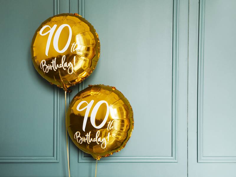 BALON FOLIOWY OKRĄGŁY 90 BIRTHDAY ZŁOTY 45CM FB24M-90-019 
