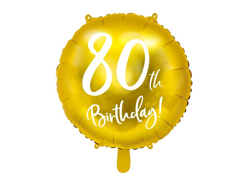 BALON FOLIOWY OKRĄGŁY 80 BIRTHDAY ZŁOTY 45CM FB24M-80-019