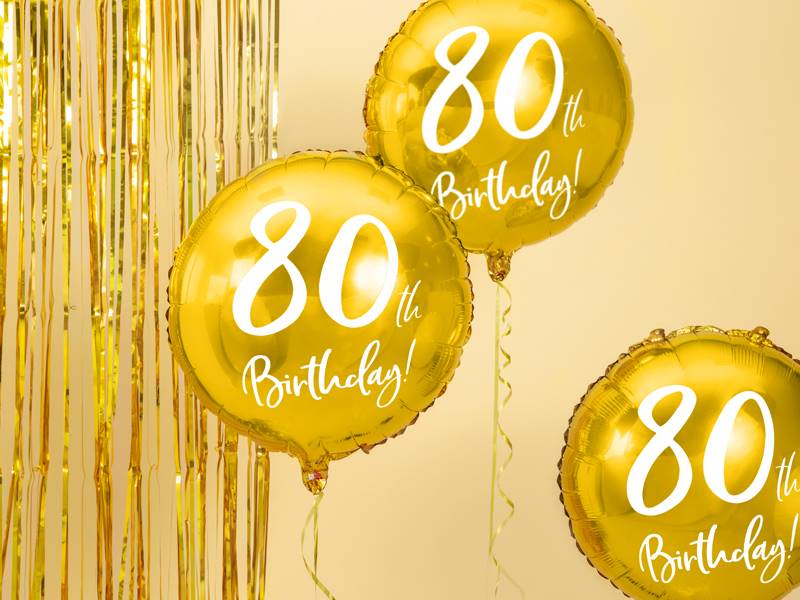 BALON FOLIOWY OKRĄGŁY 80 BIRTHDAY ZŁOTY 45CM FB24M-80-019