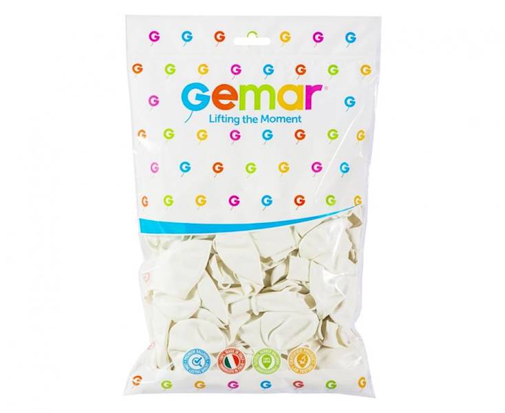 Balony Gemar 12" G110 001 pastelowe białe 30cm 100szt