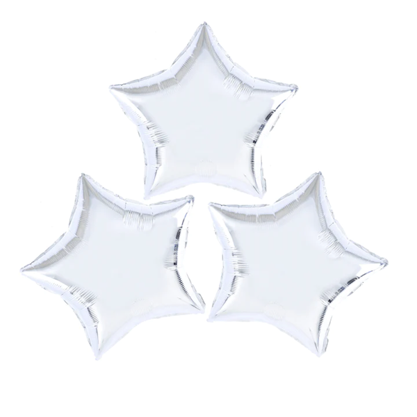 Balon foliowy gwiazdka 25cm 3szt srebrna 900026