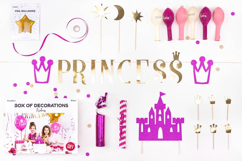 Zestaw Dekoracji Princess Księżniczki Urodziny Różowy -  31 części