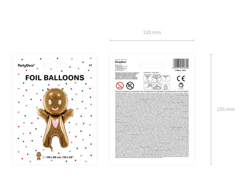 Balon foliowy ciastek złoty 58x86 cm