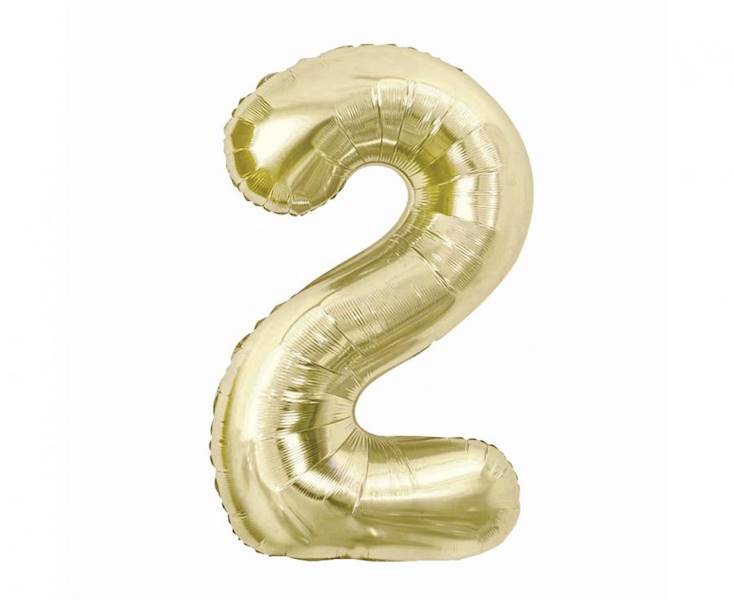 Balon foliowy cyfra 2 złota szampańska 85cm Beauty&Charm