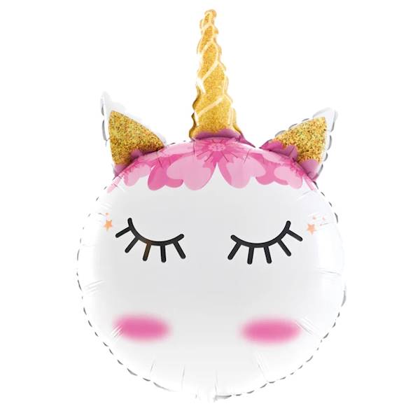 Balon foliowy okrągły jednorożec z rogiem 460432 88x57cm