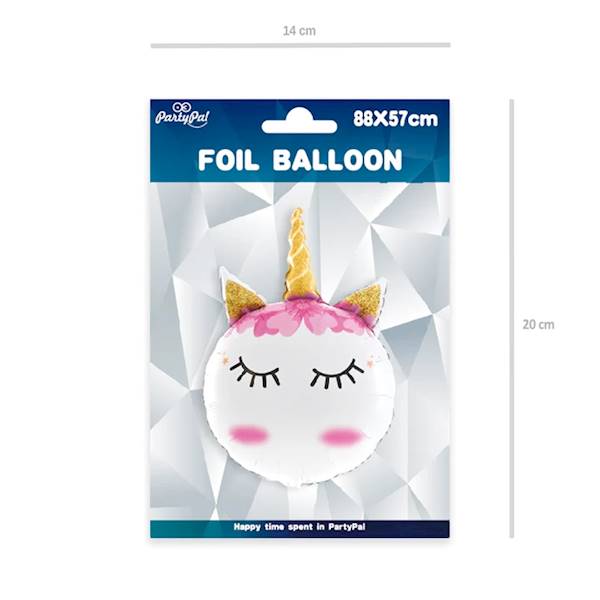 Balon foliowy okrągły jednorożec z rogiem 460432 88x57cm