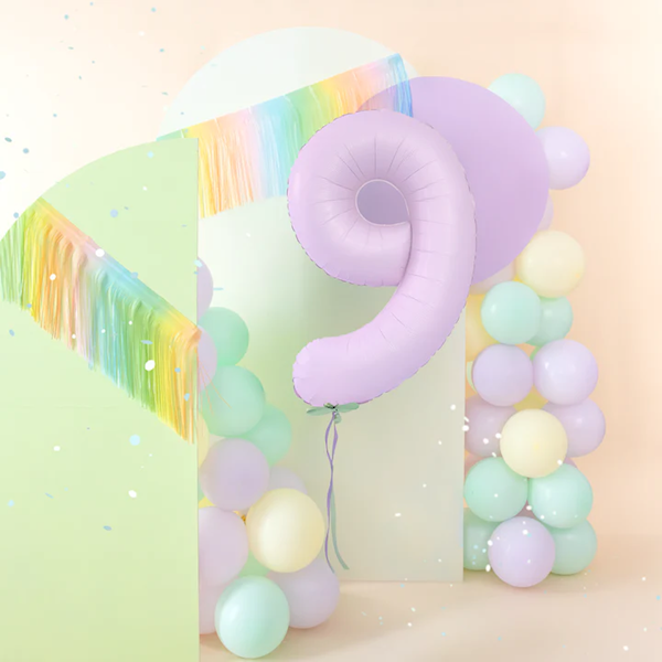 Balon foliowy cyfra 9 fioletowa jasna liliowa 100cm 156551