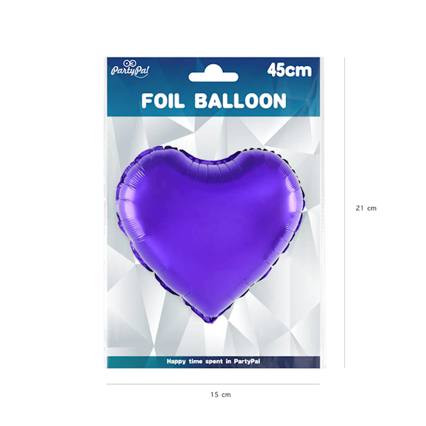 Balon foliowy serce fioletowe matowe 45cm 460258