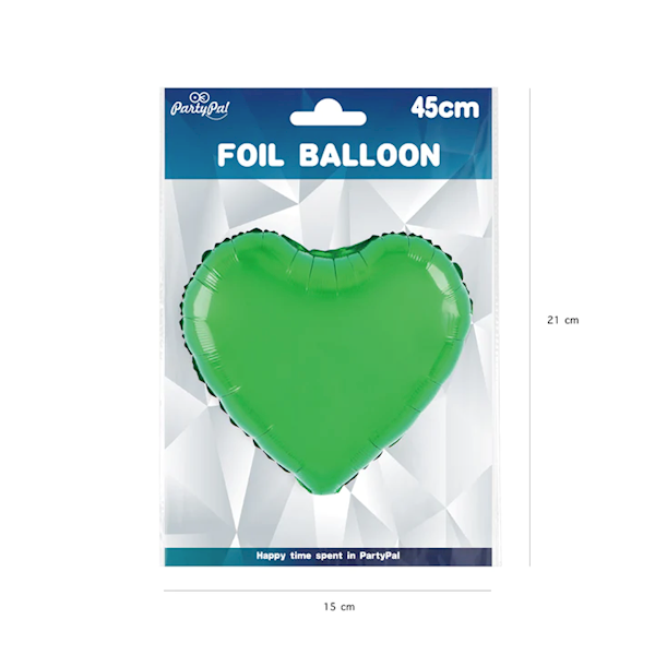 Balon foliowy serce zielone metaliczne 45cm 460457