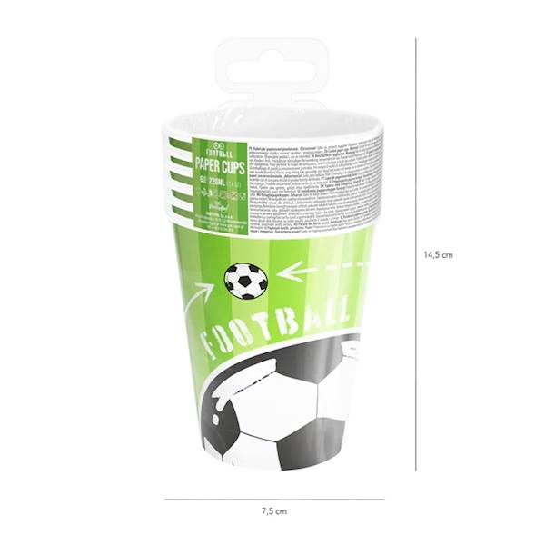 Kubeczki Football Party Piłka Nożna zielone 6szt 220ml 129906