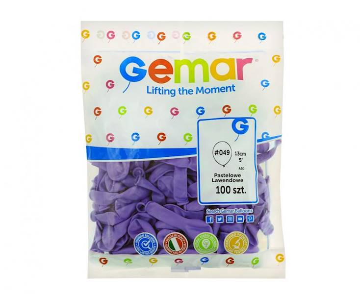 Balony Gemar 5" A50 049 pastelowe lawendowe 13cm 100szt