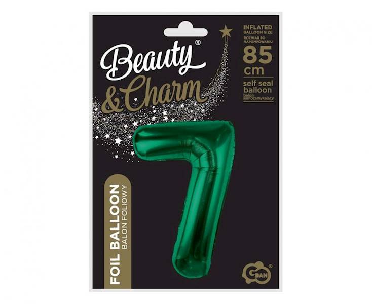 Balon foliowy cyfra 7 zieleń butelkowa 85cm Beauty&Charm