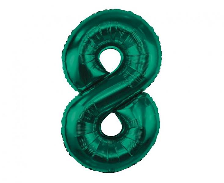 Balon foliowy cyfra 8 zieleń butelkowa 85cm Beauty&Charm