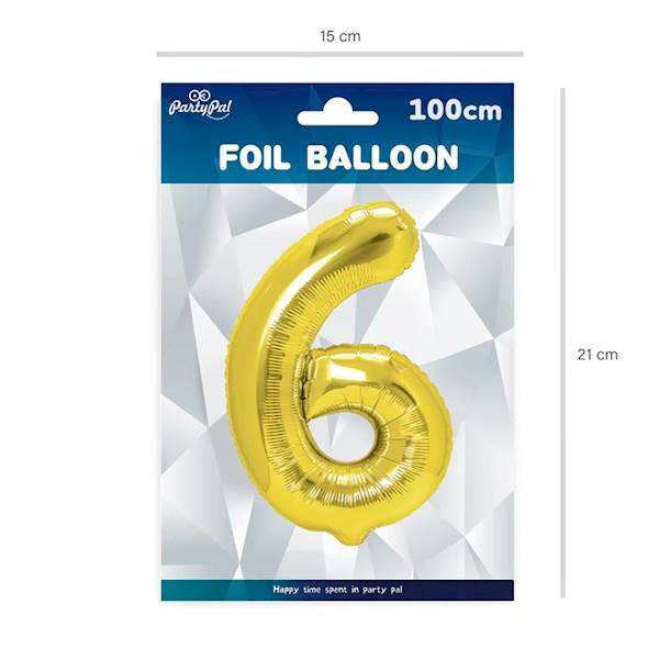 Balon foliowy cyfra 6 złota 100cm 450018
