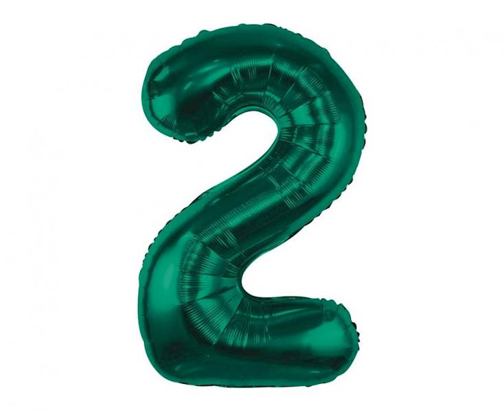Balon foliowy cyfra 2 zieleń butelkowa 85cm Beauty&Charm