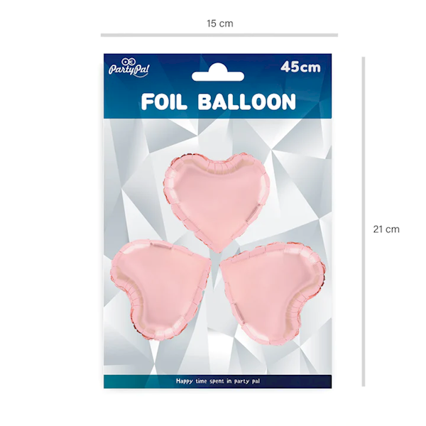 Balon foliowy serce małe 25cm 3 szt złoty róż 460273