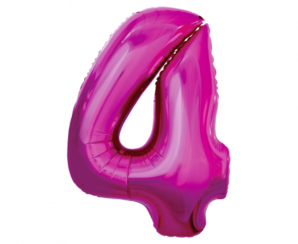BALON FOLIOWY CYFRA 4 różowa 92CM GODAN 