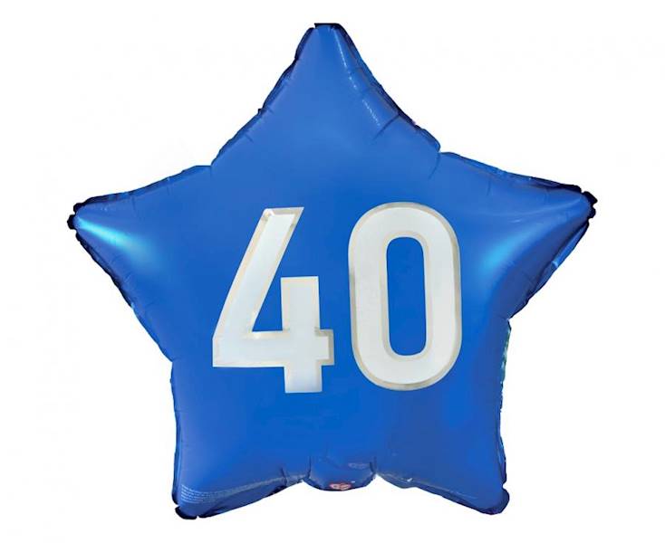 Balon foliowy Gwiazdka Niebieska 40 biały napis 19" 48cm