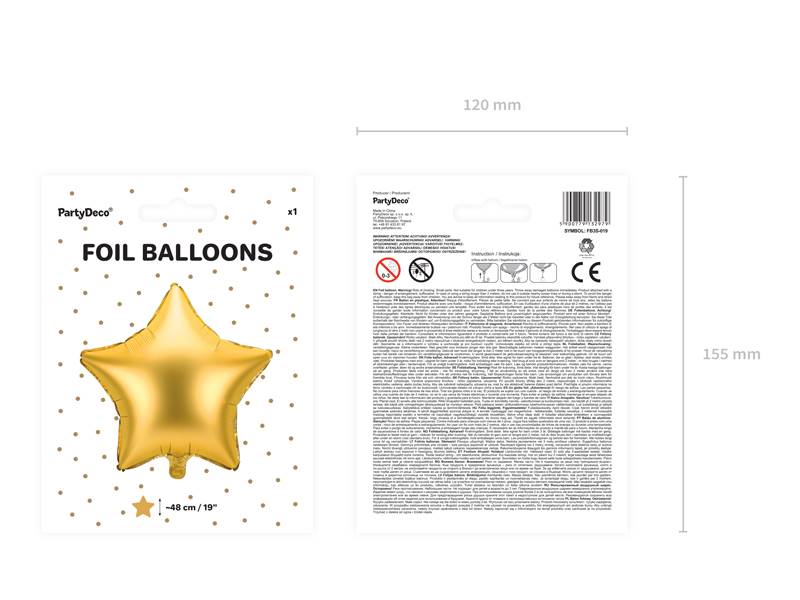 Balon foliowy gwiazdka złota satynowa FB3S-019 